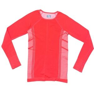 Athleta‎ Momentum Seamless Long Sleeve Top Neon Coral Orange 721839 Womens Small